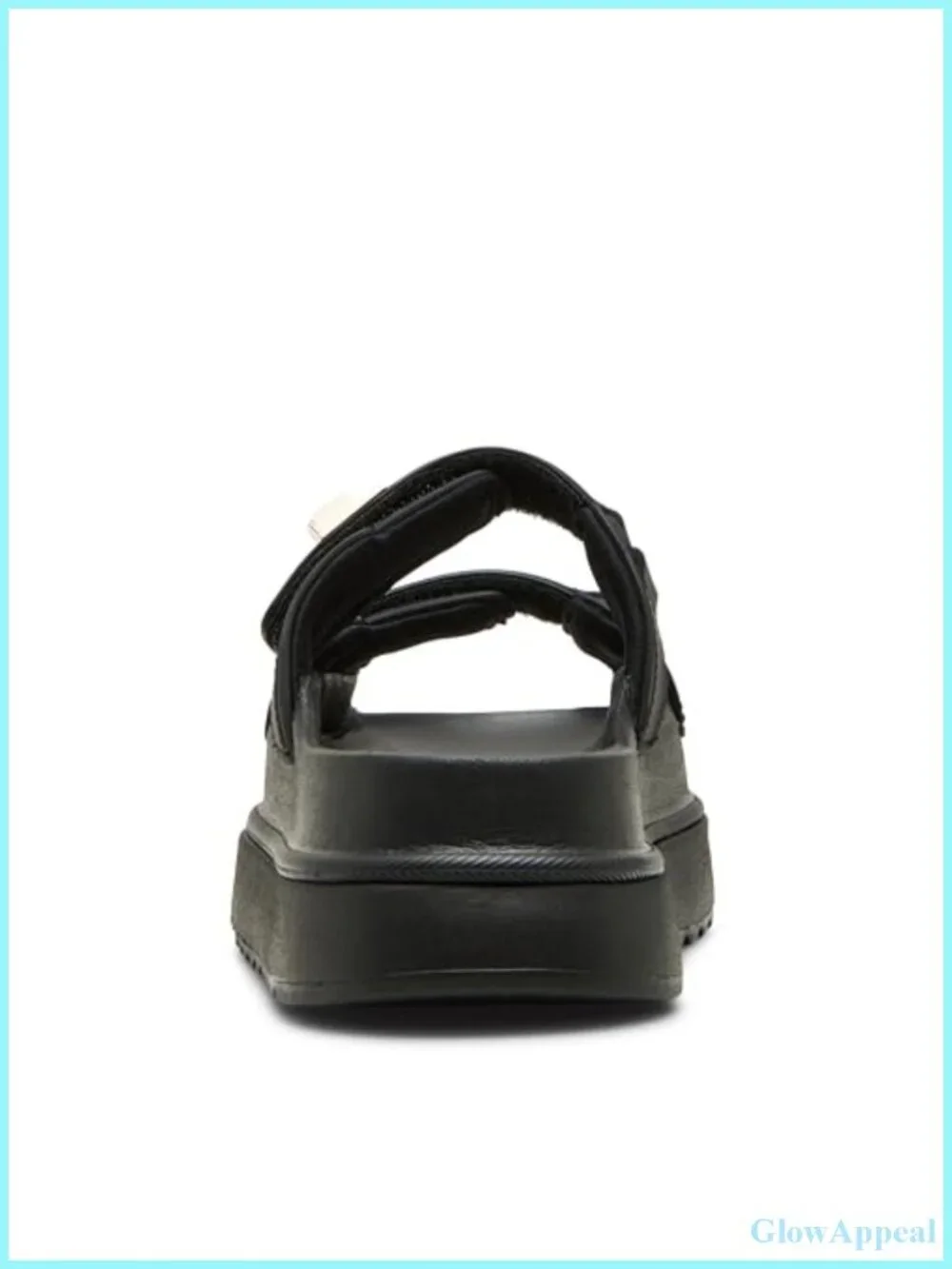 Womens Platform Sandals Black Jelly Double Velcro Strap 2 Inch Heel Round Toe